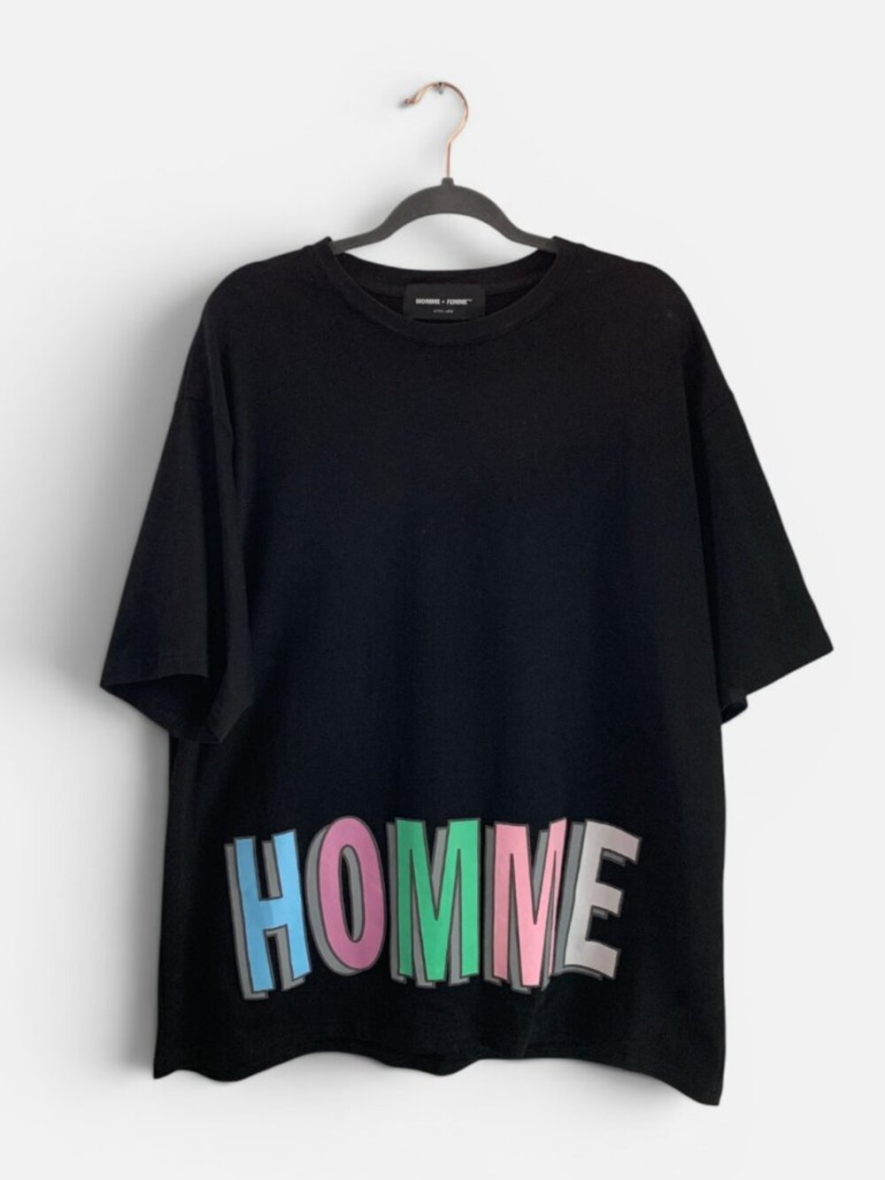 Homme + Femme LA Oversized Graphic T Shirt Black Colorful Logo Streetwear Tee XL